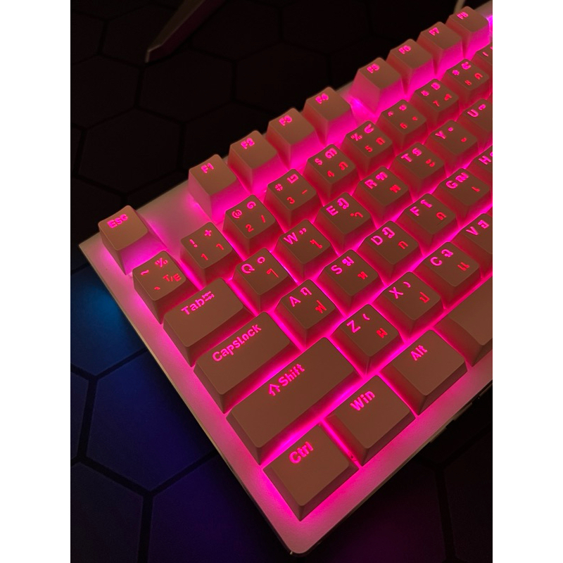 คีย์แคป(*ไม่ใช่คีย์บอร์ด)สีขาว สีดำ สีชมพู Keycaps OEM วัสดุ ABS 132ปุ่ม ไฟทะลุ สำหรับ Mechanical