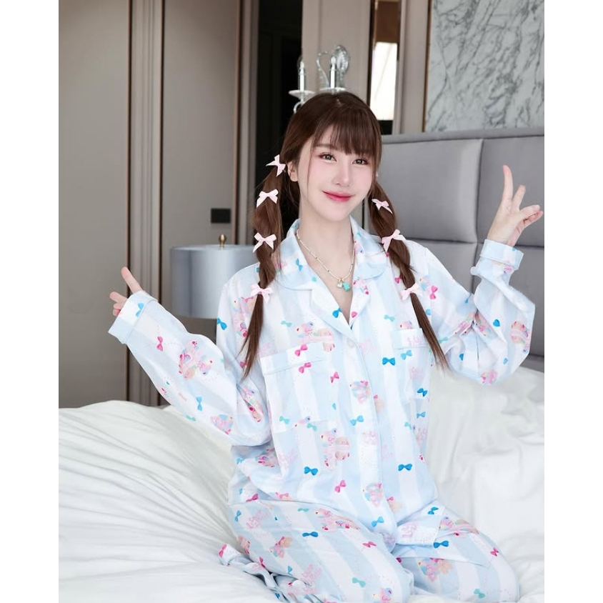 Luter&rosie ชุดนอนผู้หญิง สุดน่ารัก มาพร้อมกระดุมกลิตเตอร์ใส แบบสั่งทำพิเศษ