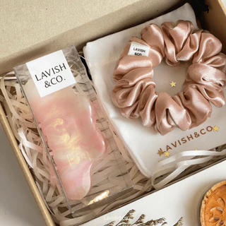 [พร้อมส่ง] MINI Gift set # 2 กิ๊ฟหนีบผม เปลี่ยนสี 10.5 CM (หอยทาก) +Scrunchies 8*8 CM ฟรีติดชื่อ+การ์ด+ถุงผ้า+กล่องค
