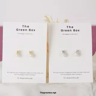 ต่างหู Diamond on Pearl เพชรและมุกก้านเงินแท้ S925- Thegreenbox