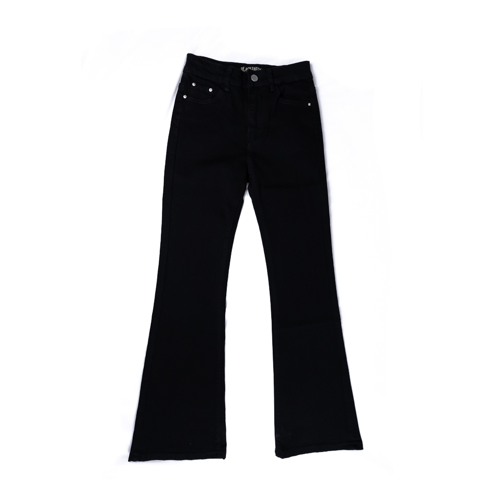 Blacksheepjeans กางเกงยีนส์ขาม้า ผ้ายืด 2 กระดุม เอวสูงเก็บทรง รุ่น BSPFJ-231105 สีดำ