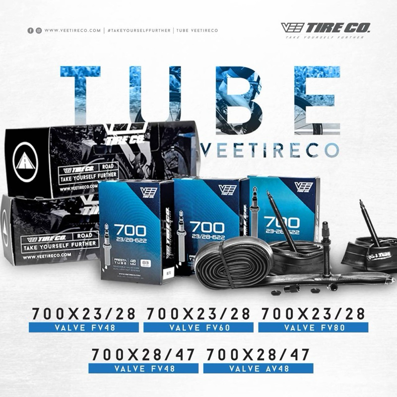 (โค๊ดส่วนลด) ยางในจักรยานเสือหมอบ VEETIRECO วาว์ลสีดำและวาว์ลสีเงิน สวยเข้ากับขอบล้อ(FV) น้ำหนักเบา