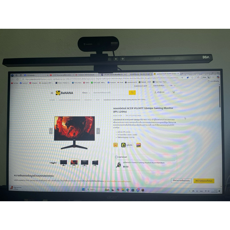 monitor(จอคอมพิวเตอร์) acer vg240ygbmipx 23.8 นิ้ว ips 100hz ประกันเริ่ม 10/24