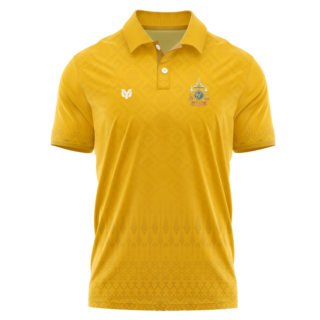 เสื้อเหลืองลายไทย ตราสัญลักษณ์ 72พรรษา ลายวชิรภักดิ์ - Y2