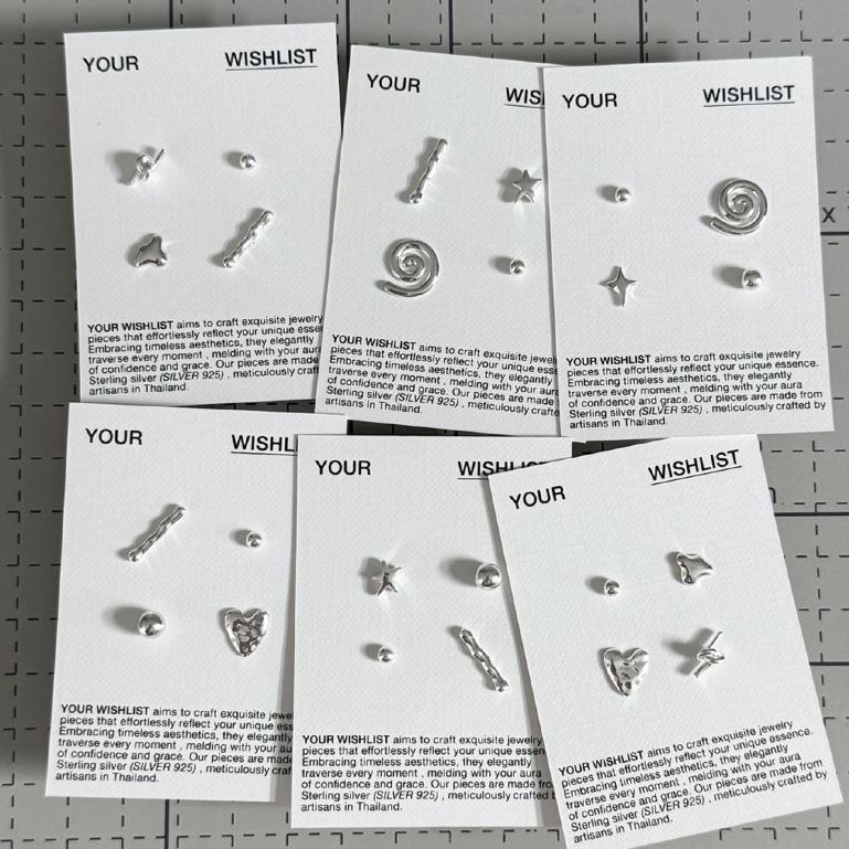 (stud earrings) :  DAILY SET STUD EARRINGS SILVER 925 | ต่างหูเงินแท้ แบบเซต ต่างหูปักก้านเงินแท้ | YOUR WISHLIST