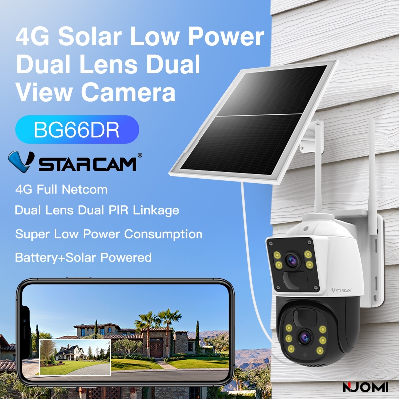 VSTARCAM BG66DR 4G LTE SIM SUPER HD 1296P 3MP x 2 เลนส์กล้อง กล้องวงจรปิดใส่ซิม + แผงโซล่าเซลล์
