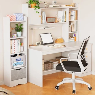 โต๊ะทำงานมีชั้นวางของ โต๊ะคอมพิวเตอร์ เขียนหนังสือ Computer Desk สวยมินิมอล ไม้คุณภาพดี แข็งแรง
