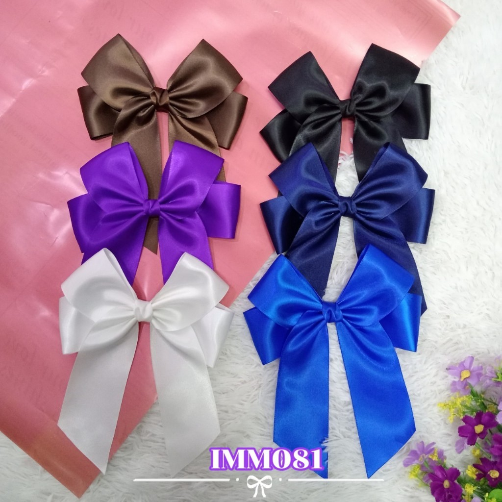 [IMM081] โบว์นักเรียน กิ๊บติดผมทรงไขว้ 2 ชั้น (15x20cm) หน้ากว้าง5cm ผ้านุ่มมาก