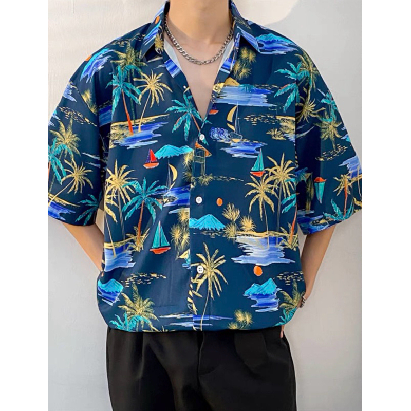 🔥NEW🔥Jwan shopเสื้อเชิ้ตฮาวายแขนสั้นสไตล์เกาหลี เสื้อใส่ได้ทั้งชาย-หญิง2025 Hawaii