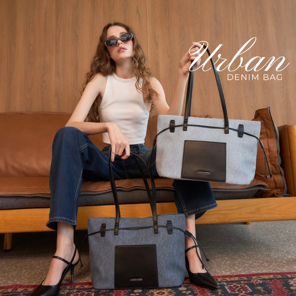 (ใส่โค้ด:15DD300ลด178.-) Urban Denim Bag กระเป๋าสะพาย Shopping ใส่ Mac Book ได้
