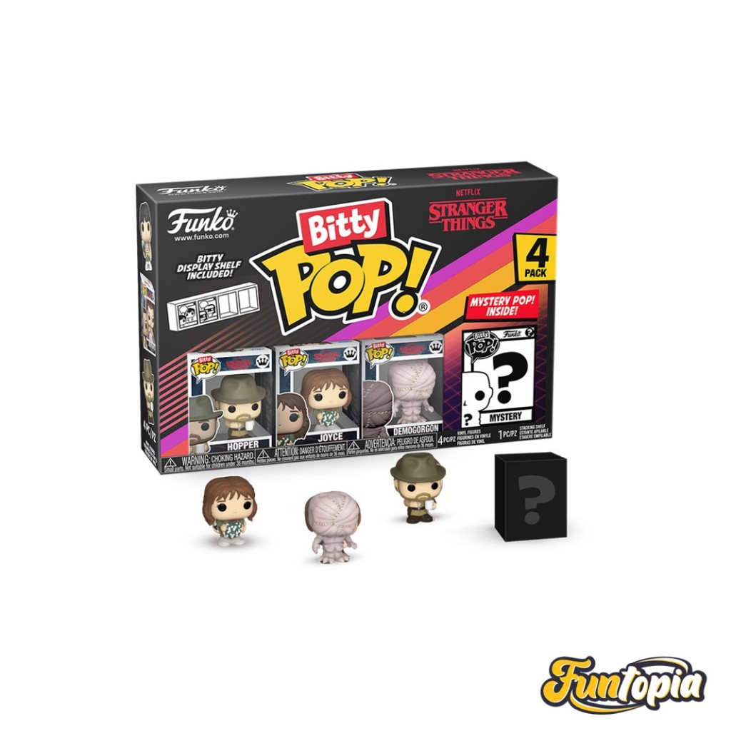 Funko Bitty POP! (83664) - Hopper, Joyce, Demogorgon Bitty POP!: Stranger Things  (Pack 4)