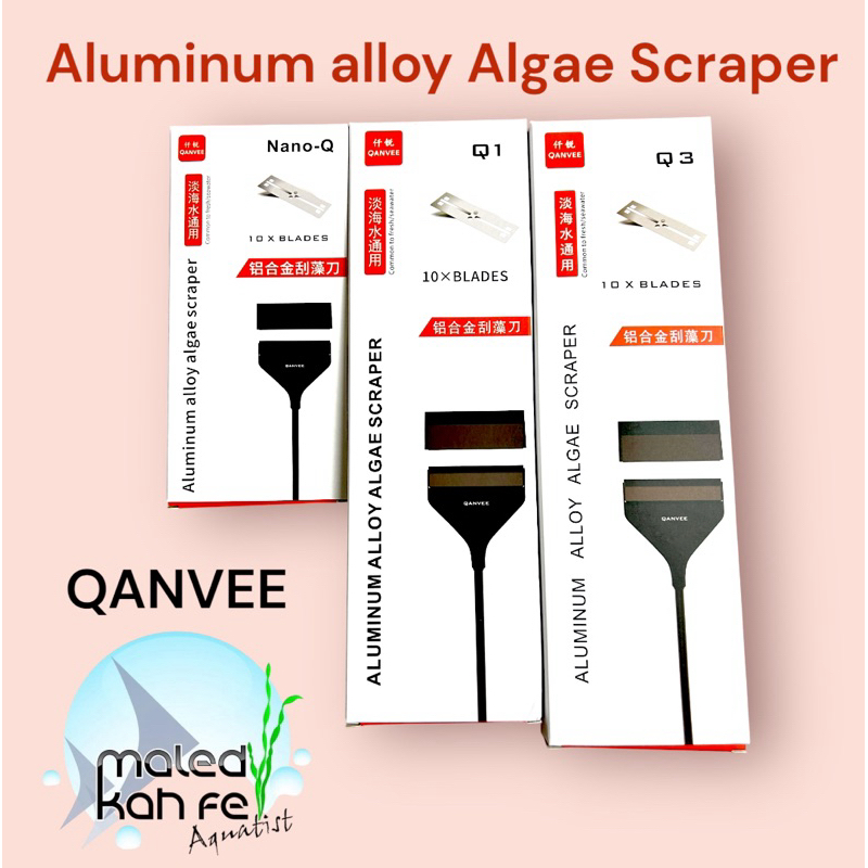 ด้ามใบมีดขูดตะไคร่ QANVEE รุ่น Nano Q / Q 1 / Q 3 พร้อมฝาครอบและใบมีดแท้ 10 ชุด aluminum alloy algae scrapper ขัด ขูด