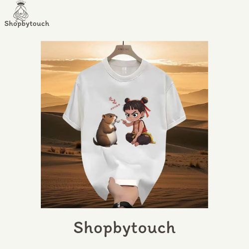 TS2 SBT เสื้อยืดคอกลมลายการ์ตูนนาจา เกรดผ้าดี สกินลายชัด เสื้อคู่เด็ก-ผู้ใหญ่ สินค้ามี2สี ใส่ได้ทั้งชายและหญิง พร้อมส่ง