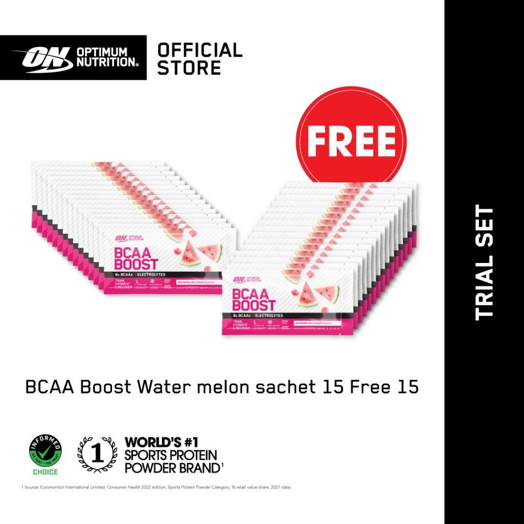 Optimum Nutrition BCAA Boost instead of boots - Watemelon Sachet 15 ชิ้นแถม 15 ชิ้น