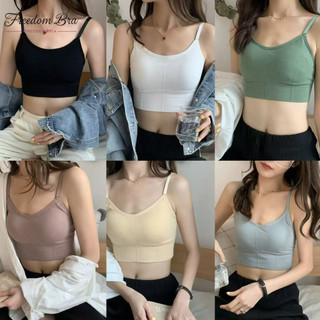 บราสายเดี่ยวผ้ารุ่นใหม่ แบบสวม เว้าหลัง ครึ่งตัว สายปรับได้  สปอร์ตบราตัวยาว แบบสวม สายคาดอก มีฟองน้ำ COK