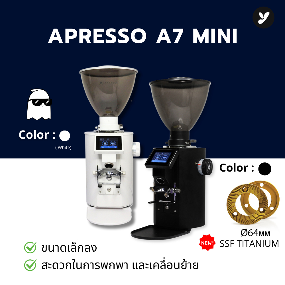 (พร้อมส่ง)เครื่องบด APRESSO A7 mini ssf titanium 64 mm โถเมล็ด 700g.