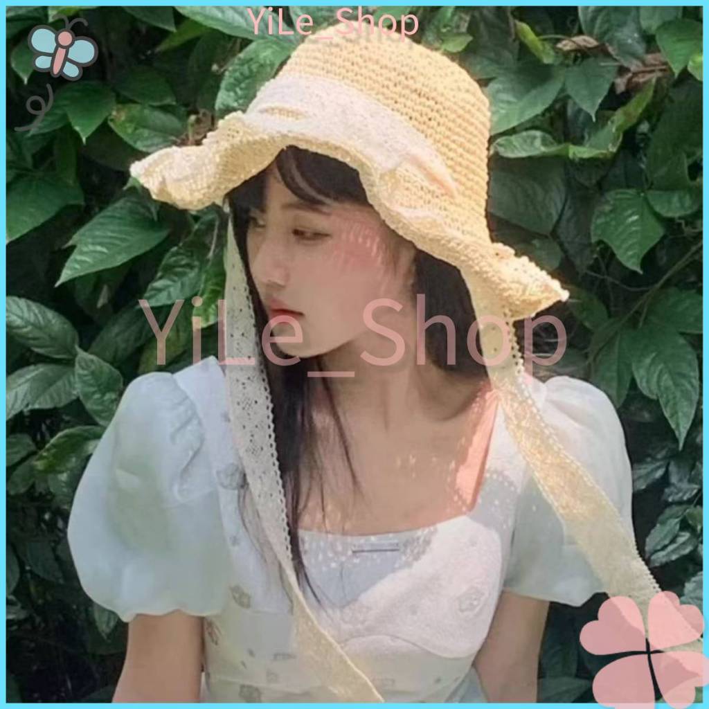 【CODจัดส่งจากไทย】มวกกันแดดปีกใหญ่ฤดูใบไม้ผลิซัมเมอร์บีชผู้หญิงหมวกฟางปีกหมวกกว้างการออกแบบลูกไม้แฟชั่นสไตล์เกาหลีย้อนยุค ราคา ถูกที่สุด ดีลบีเคเค แกลเลอรีภาพที่ 6