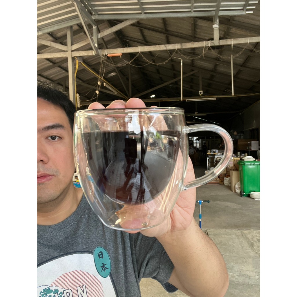 แก้วกาแฟทนความร้อนสองชั้น ขนาด 250ML หรือ 8.45oz ขนาด 3.5x3นิ้ว รุ่นมีหูจับ ถ้วยใส ถ้วยเครื่องดื่มน้ำร้อน น้ำเย็น glass