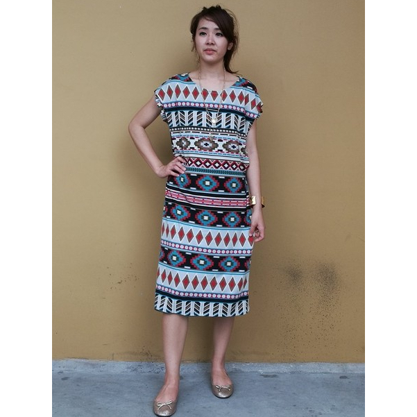 Maternitybydm  ชุดให้นม ชุดคลุมท้อง นิ่ม ใส่สบาย รุ่น Aztec Nursing Dress