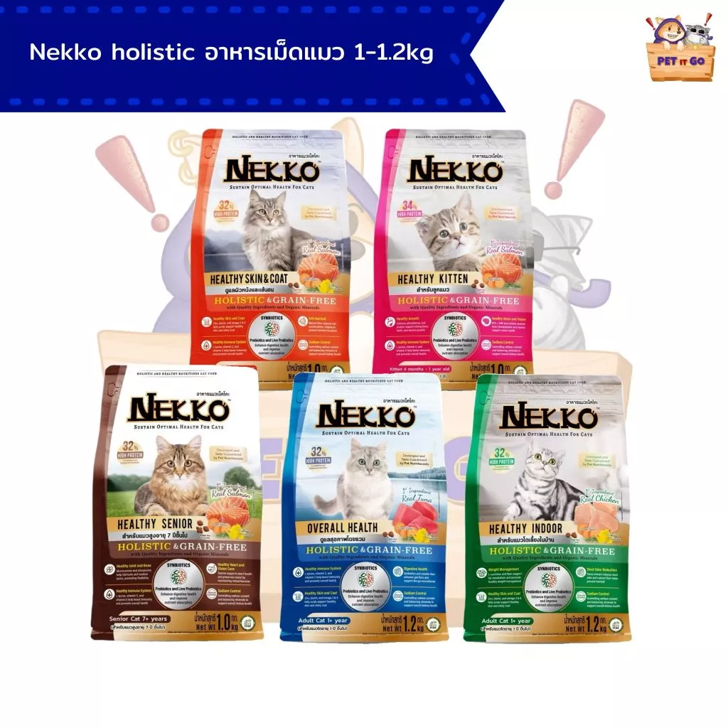 Nekko Holistic & Grain Free อาหารเเมวเม็ด ขนาด 1-1.2 kg