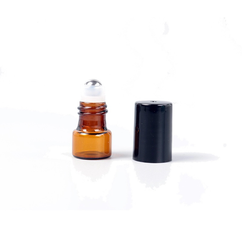 ขวดลูกกลิ้ง ขวดสีชา-ฝาสีดำ 1ML แบ่งขาย(3/6/12ขวด)
