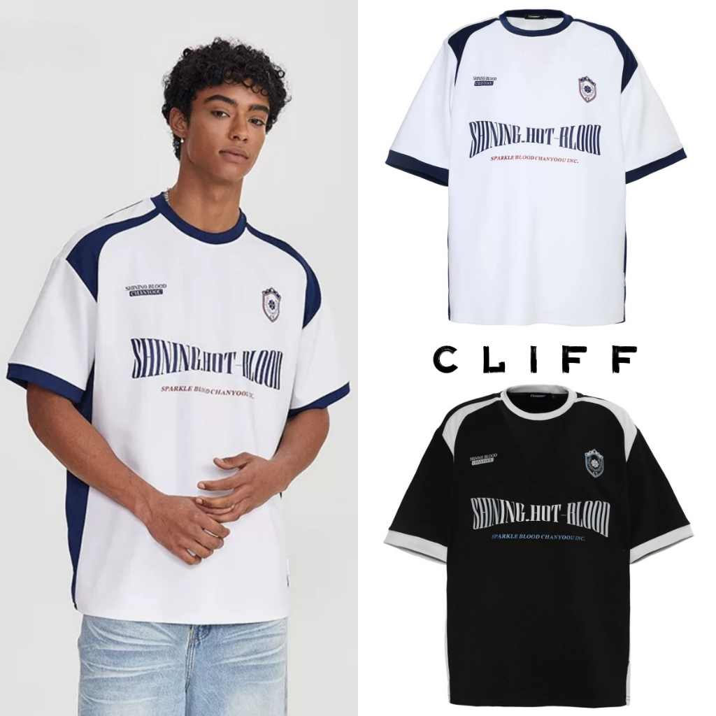 CLIFF แขนสั้น ชาย ฤดูร้อน แบบหลวม ใส่สบาย กีฬา เสื้อยืด สไตล์อเมริกันวินเทจ ใส่ได้ทั้งชายและหญิง