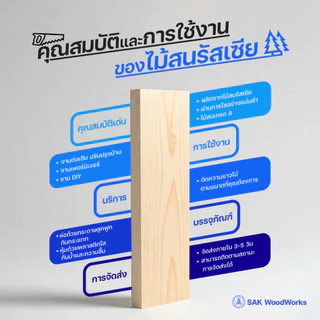 ไม้สนนอก ไม้โครงสน DIY หนา 2ซม. หน้ากว้าง 4.6ซม. ยาว 30-100ซม. ไม้แผ่น ไม้จริง ทำชั้นวางของ 1 ชิ้น SAK WoodWorks