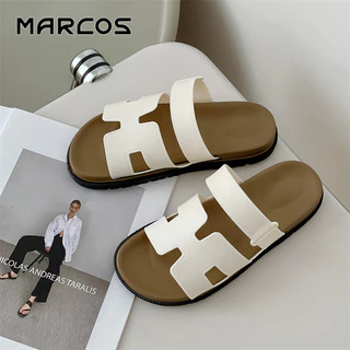 MARCOS รองเท้าแตะผู้หญิง สไตล์คลาสสิก พื้นหนา ใส่สบาย รองเท้าแฟชั่นผู้หญิง ดีไซน์H-ตัว ไม่ถูเท้า รอง เ ทา แตะผู้หญิง