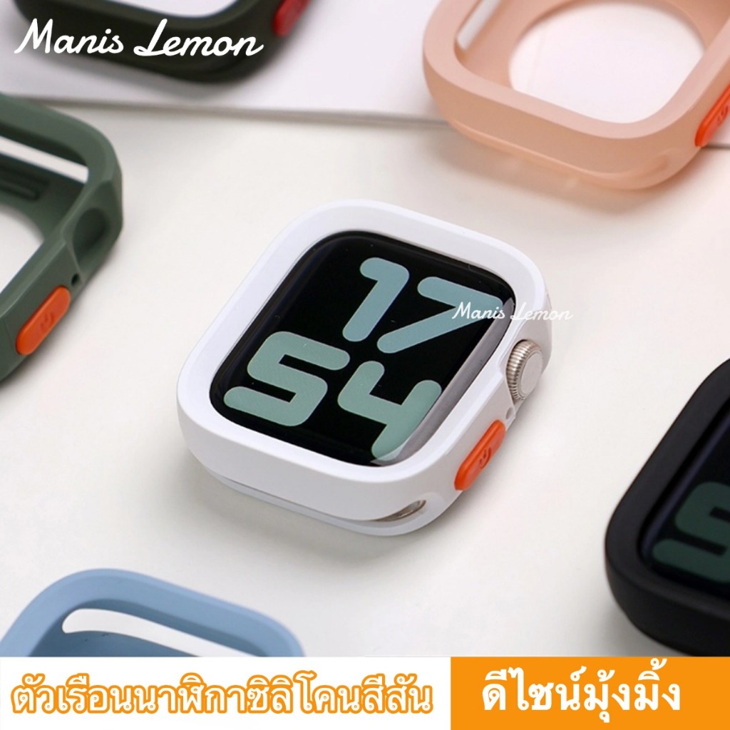Manis Lemon ชุดเกราะซิลิโคน เคส ฟิล์ม สำหรับ Smart Watch Series 11 9 8 3 5 4 SE 6 7 2 1 Ultra 49 45 44 40 41 mm มม.