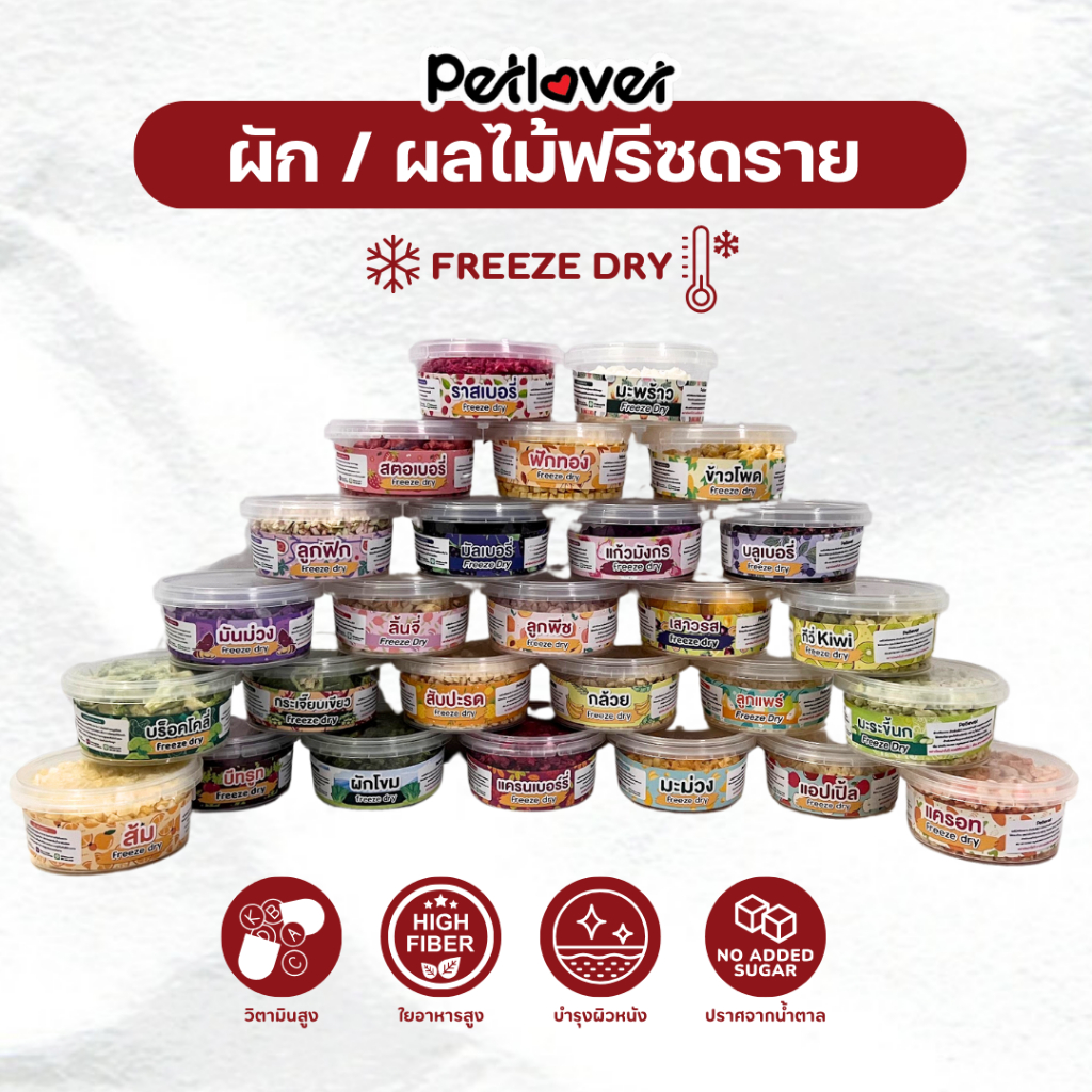 รีวิวผักผลไม้ฟรีซดรายไร้น้ำตาล: อาหารเสริมสุขภาพสำหรับนกแก้วและสัตว์ฟันแทะ