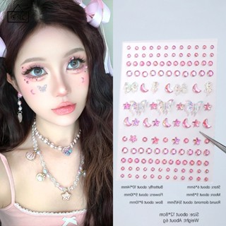 COD❤️สติกเกอร์แต่งใบหน้ารูปผีเสื้อเพชรหรูหราแฟชั่นสไตล์เกาหล…