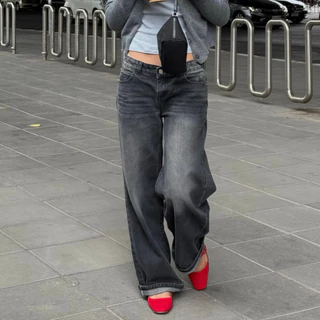 [ PAPADON'TCRY ] - Low Rise Jeans กางเกงยีนส์เอวต่ำทรงกระบอก