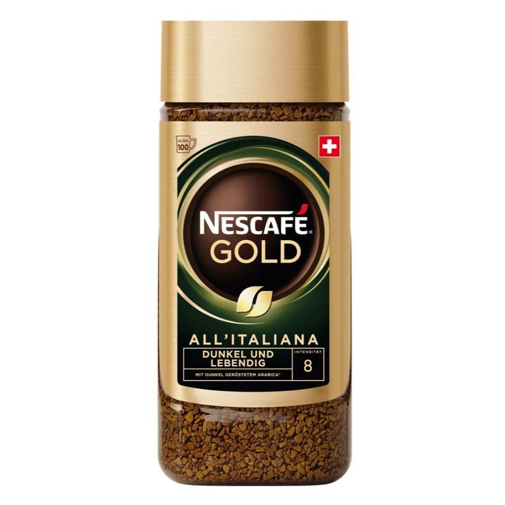 พร้อมส่ง (ขวดแก้ว) Nescafe Gold All’italiana เนสกาแฟโกลด์ ออลอิตาเลียน่า กาแฟสำเร็จรูป (Swiss Imported) ขวด 200g.