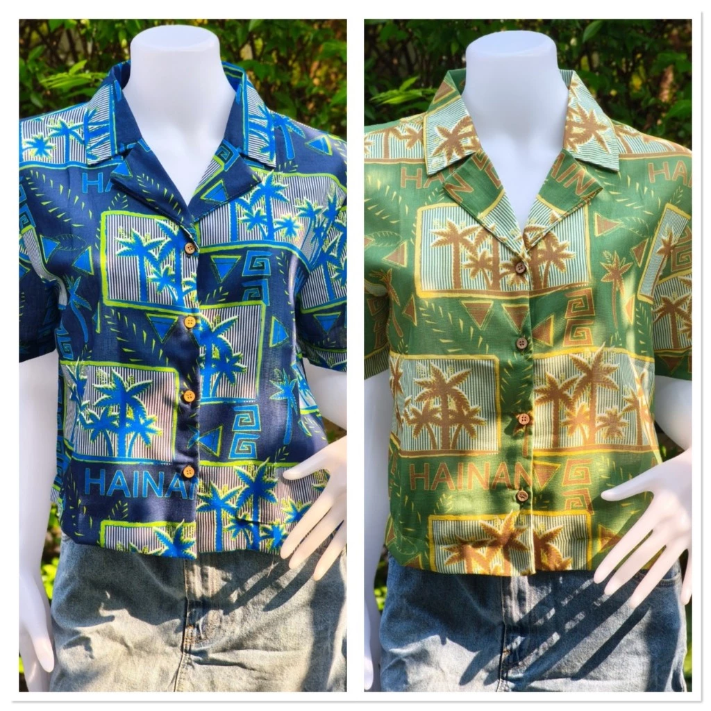 เสื้อเชิ้ตฮาวายผู้หญิง Tissara Boutique แขนสั้น ลายดอก ผ้าลินิน