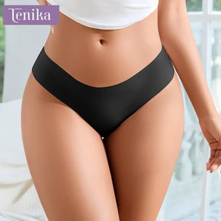 TENIKA กางเกงในจีสตริง เซ็กซี่ Ice Silk กางเกงในไร้ขอบ Thong Panties กางเกงชั้นในสตรีเอวต่ำ（3pcs）