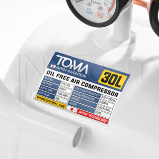 TOMA JAPAN ปั้มลมออยล์ฟรี 30 ลิตร 850W (ถังเต็ม) ไม่ใช้น้ำมัน เร็ว แรง เสียงเงียบ Air Compressor 30L รุ่น FAC-30L