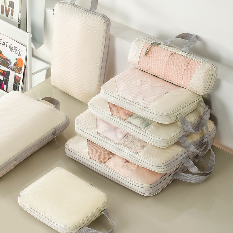 5ชิ้น กระเป๋าเดินทางแบบบีบอัด ชุดอุปกรณ์จัดกระเป๋าเดินทาง ที่เก็บสัมภาระแบบขยายได้ประหยัดพื้นที่