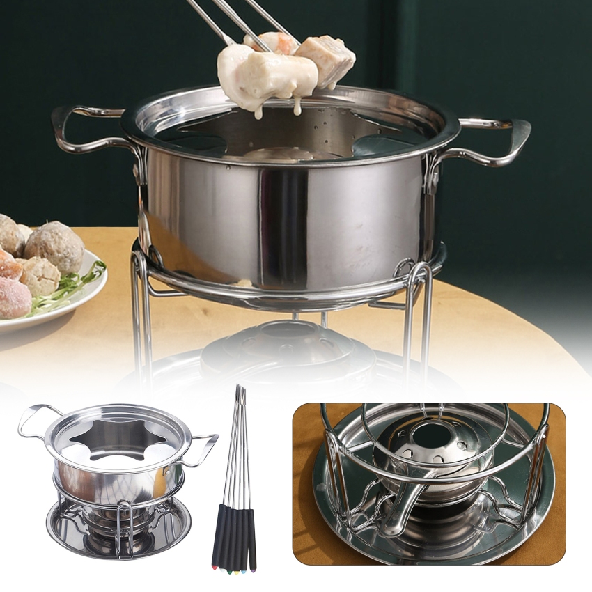 10Pcs Set High Quality Stainless Steel Melting Furnace Ice Cream Melting Pot Cheese Fondue Kitchen Accessories