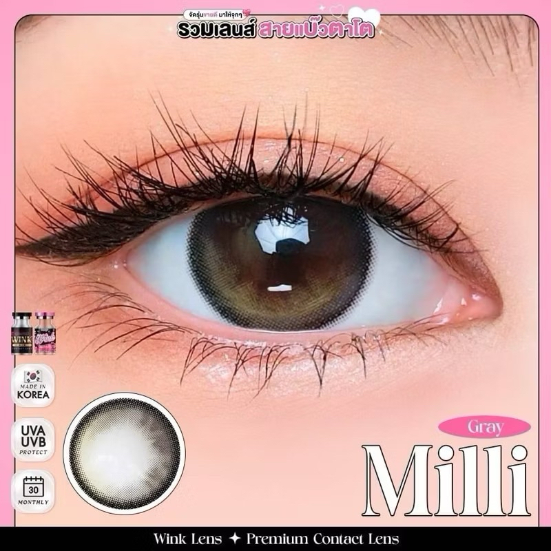 🌈Milli สีเทา สีน้ำตาล Bigeye gray brown คอนเเทคเลนส์ บิ๊กอาย Winklens