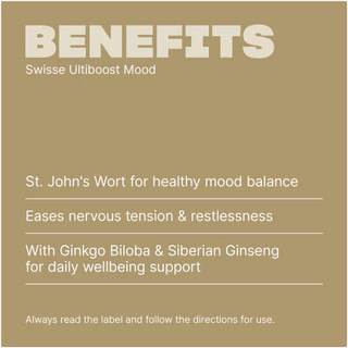 Swisse Ultiboost Mood 50 Tablets ช่วยปรับอารมณ์ การทำงานของระบบประสาท ความเครียด