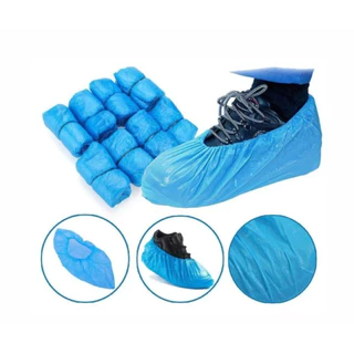 PE Shoe Cover ถุงพลาสติกสวมคลุมรองเท้ากันเปื้อนกันฝุ่นและสามารถกันน้ำได้ด้วย 50 /100 ชิ้น [Free Size} สีฟ้า