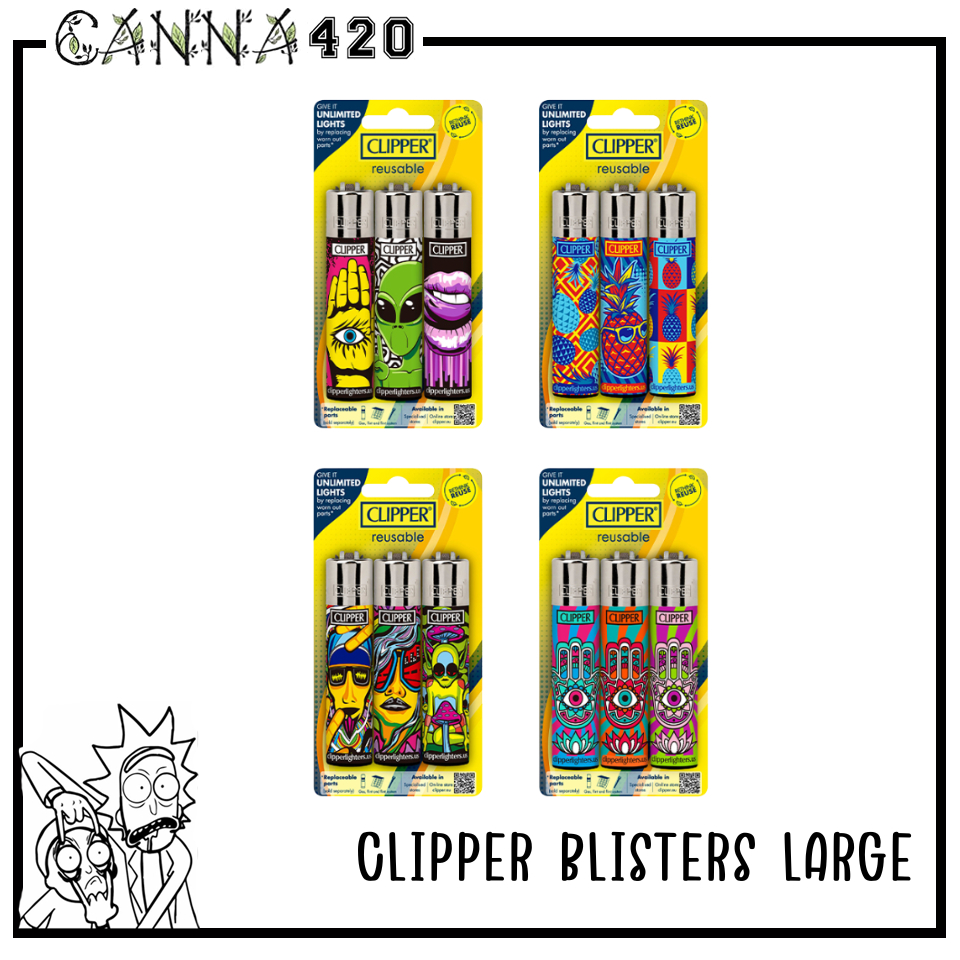 Clipper Blisters Large ไฟแช็คเติมแก๊สได้ 3 ชิ้น/แพ็ค รุ่น CP11