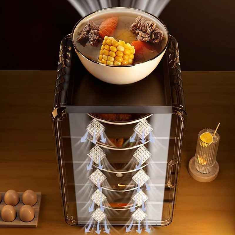 ชั้นเก็บอาหาร คอนโดเก็บอาหาร ผ้าคลุมผักระบายอากาศได้หรูหราพลาสติกใสถอดออกได้กันฝุ่นโต๊ะในครัวกันยุงและแมลงวัน - รูปที่ 4