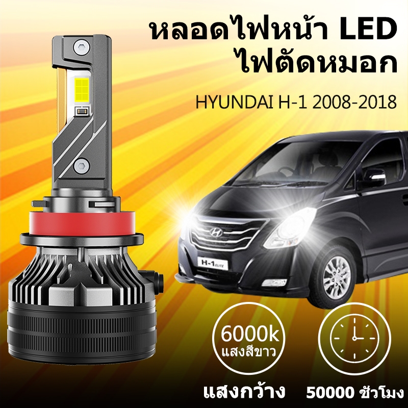 หลอดไฟหน้า LED ขั้วตรงรุ่น HYUNDAI H-1 2008-2018 แสงขาว มีพัดลมในตัว ราคาต่อ 1 คู่ พร้อมส่ง