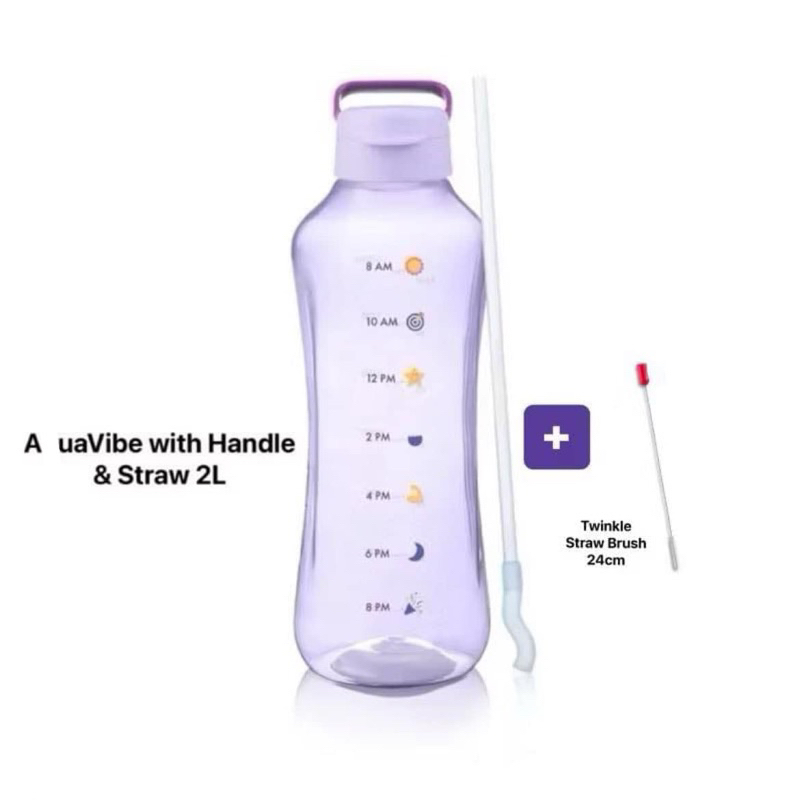 Tupperware  รุ่น AquaVibe  2L with handle & straw - Pink October  2L ราคาต่อ 1ใบ