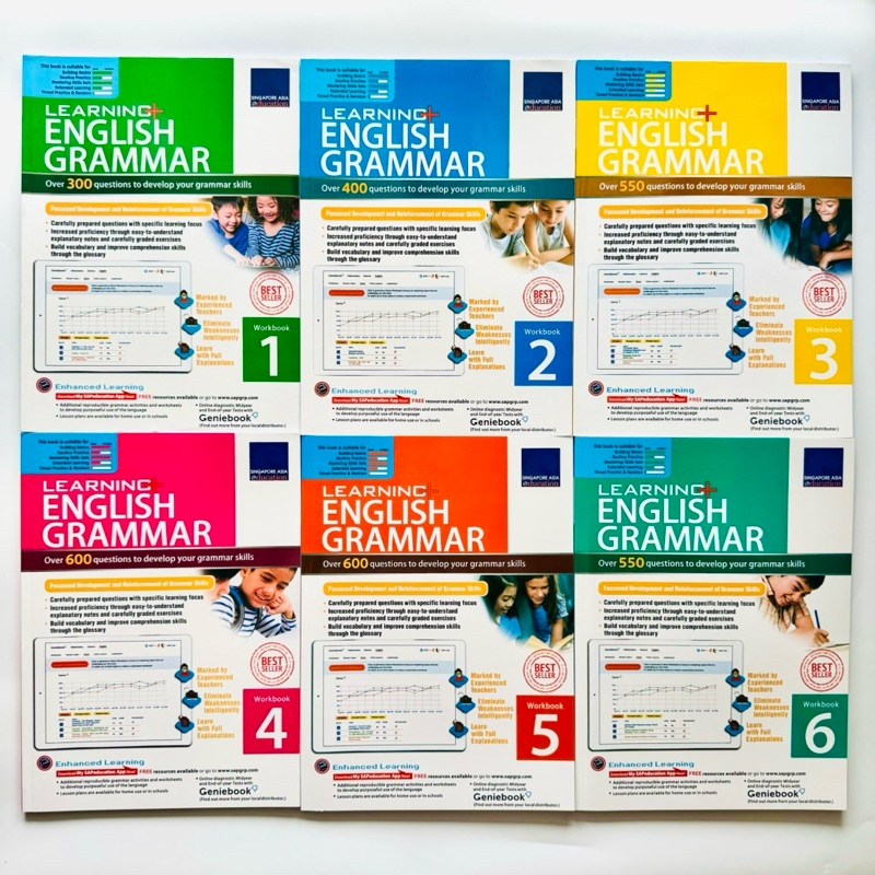 Learning English Grammar Workbook Grade 1-6 , Aged:7-12