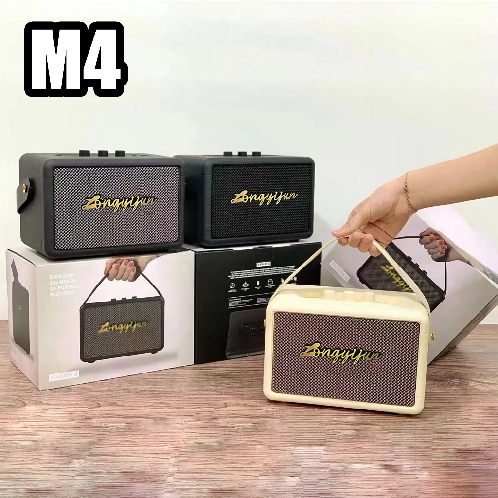 ลำโพงบลูทูธ รุ่น M4 สไตล์เรโทร 55 วัตต์ เชื่อมต่อ 2 ตัวได้ ประกัน 1 ปี เสียงดีมาก