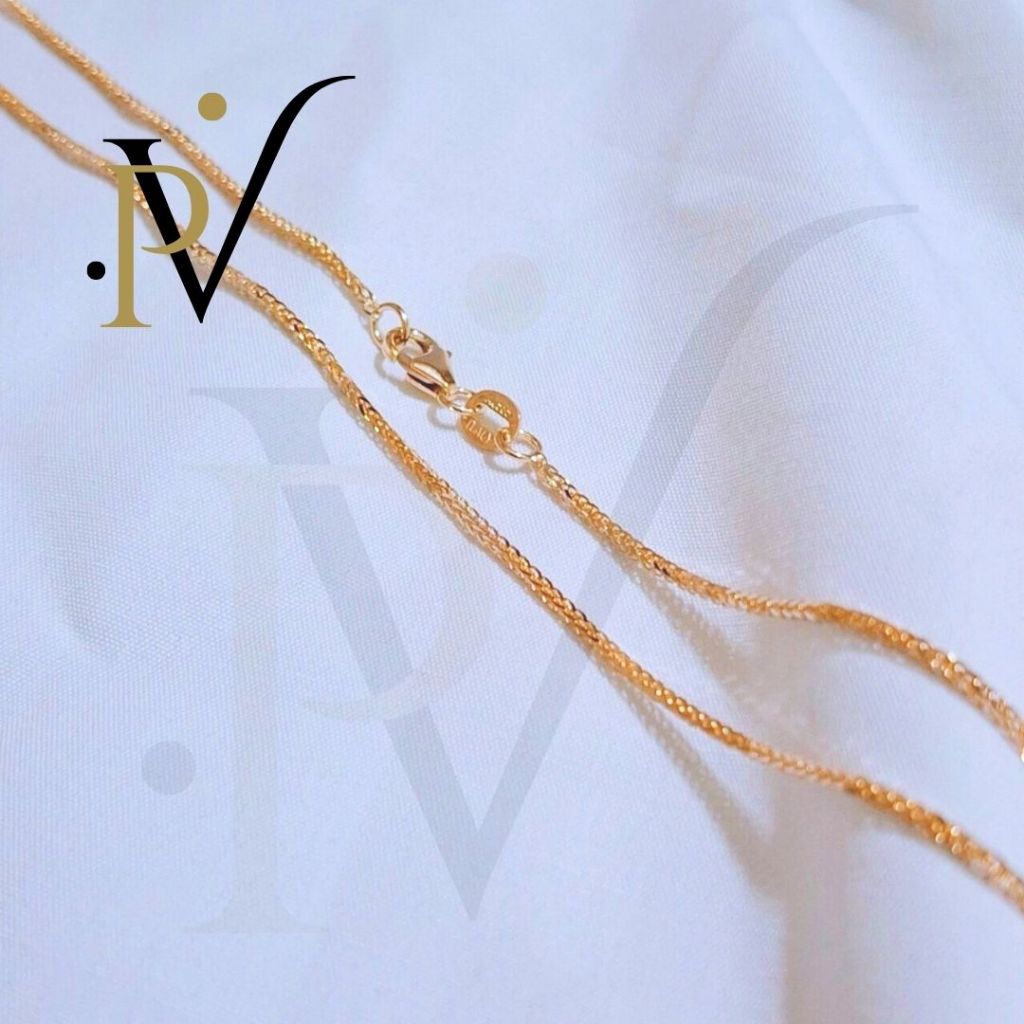 สร้อยคอทองแท้ PV ทองคำแท้ 14k Italy (583) ลายสี่เสา มีใบรับประกันจากทางร้าน