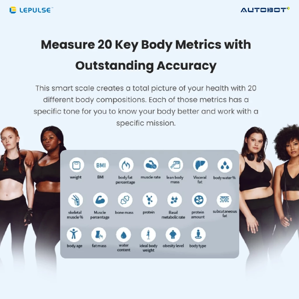 AUTOBOT Lescale P3 เครื่องชั่งน้ำหนักอัจฉริยะ 8 อิเล็กโทรด 20 พารามิเตอร์ thumbnail 5