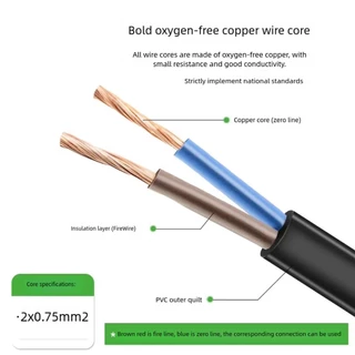 สายไฟ AC Power USA 2Prong Angle Down Power Cord NEMA 1-15P to IEC320 C7 Figure 8 Connector 2X0.75mm 2Pin US Plug 2.5A